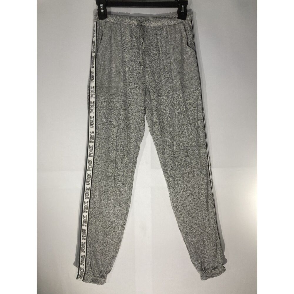 PINK Victoria's Secret Size XS Gray Marled Sleepwear Joggers Drawstring